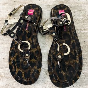 Elaine Turner Black/Brown Animal Print Sandals